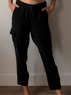 lululemon athletica Black Cropped Cargo Pants - Drawstring Ankle Pant